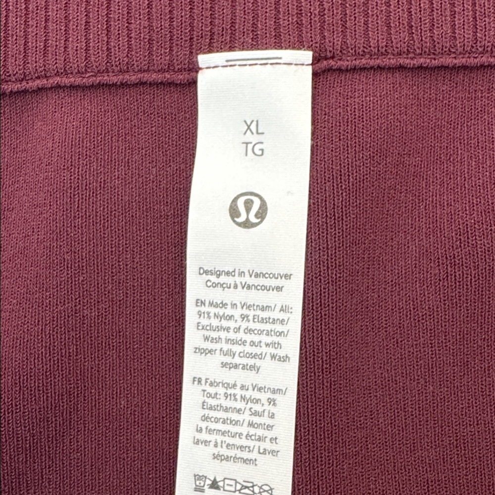 NWT! Lululemon Ribbed Knit Mini- Front Zip in Garnet, sz XL - Picture 7 of 10